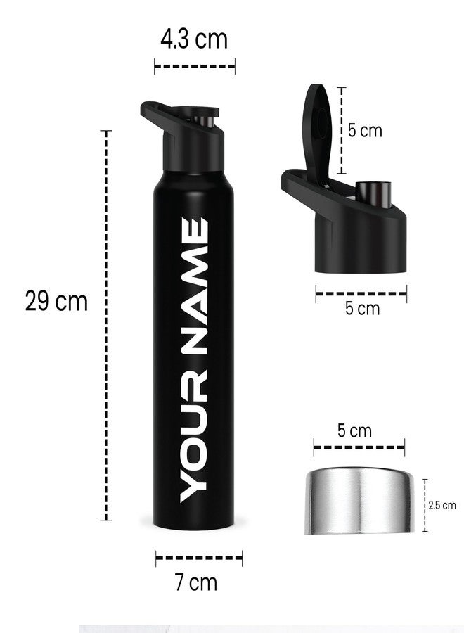 Speedex Customised Stainless Steel Water Bottle 1 Litre With Steel Cap School, Gym, Office Bottles - Personalised Gifts for Boys & Girls, Men, Women, Kids, Fridge 1000 ml - 1Ltr (BLACK SIPPER, 1000ML) - Image 2